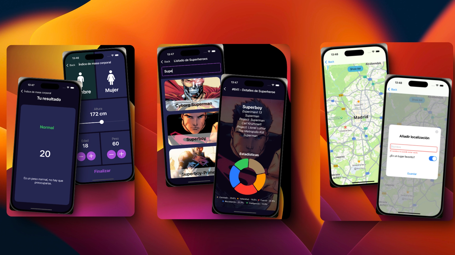 Captura de una de las pantalla de la aplicación de iOS con 3 aplicaciones en 1