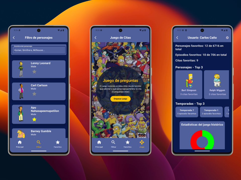 Captura de una de las pantalla de la aplicación de Android de los Simpsons
