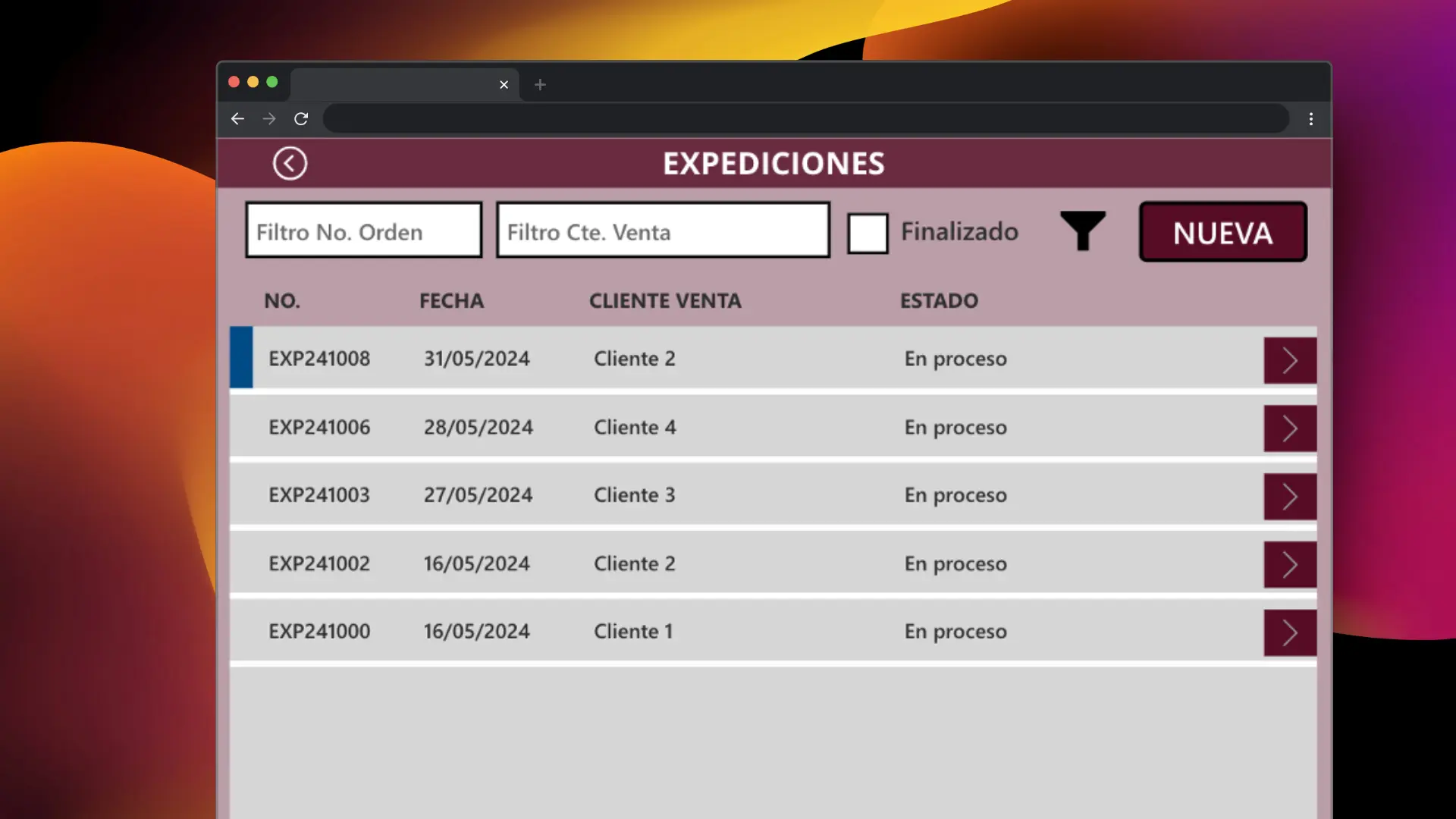 Captura de una de unas de las pantallas de la interfaz del proyecto
